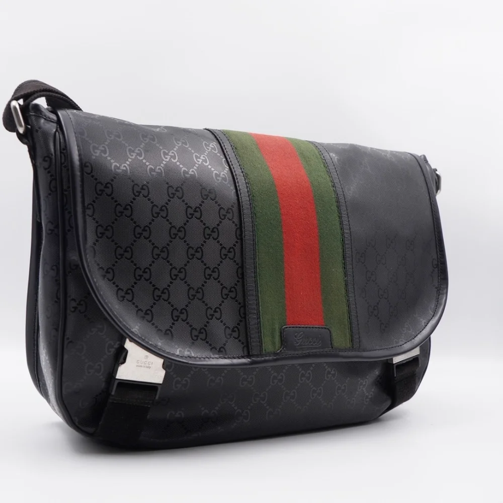 ❌️❌️SOLd❌️❌️CB09 ❤️ Gucci GG 500 Web Double Buckle Messenger Bag